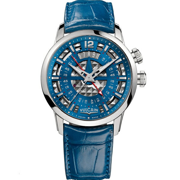 VULCAIN 窩路堅 鬧鈴手上鍊總統錶(160128Q05.BAL137)-42mm-藍面皮革
