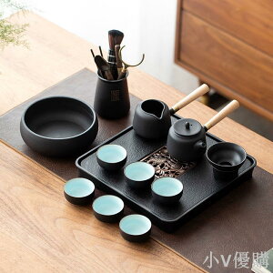 日式茶具套裝德化白瓷功夫茶具整套蓋碗茶杯茶壺簡約家用現代茶盤