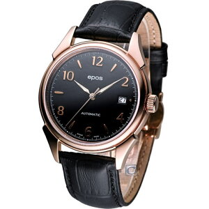 EPOS 愛寶時 錶 經典復古自動機械腕錶(3372.132.24.35.25FB)-38mm-黑面皮革【刷卡回饋 分期0利率】