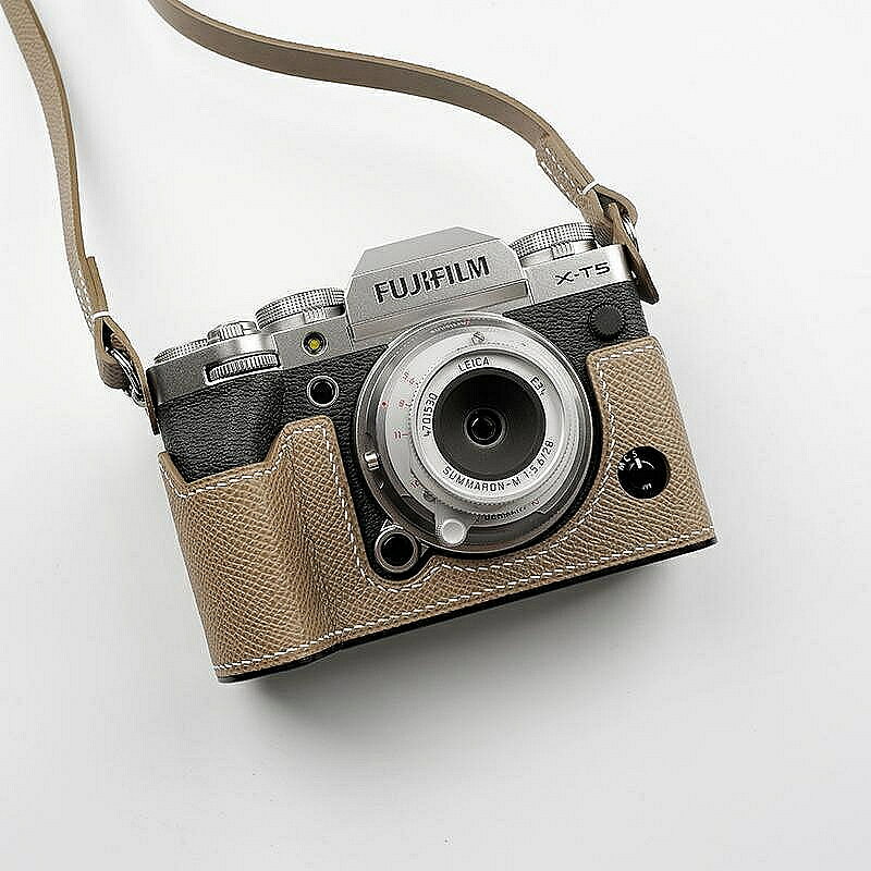 康緹斯 適用富士 fuji X-T5 XT5純手工手縫真皮保護套相機底座