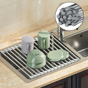 304不銹鋼可折疊瀝水架洗碗池果蔬瀝水架放碗盤架廚房收納置物架