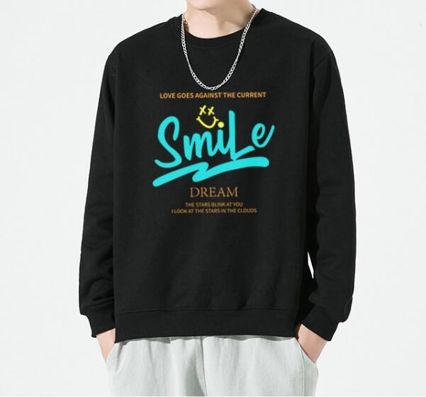 FINDSENSE X 2022 街頭時尚 男士 smile鬼臉圖案印花 圓領T恤 長袖外套 圖案T恤