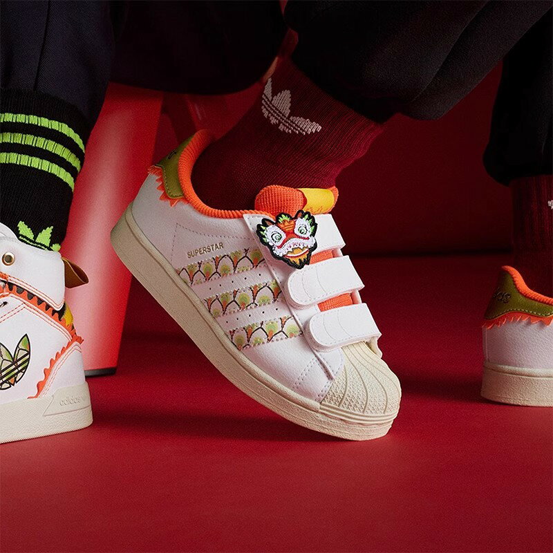 Adidas 阿迪達斯 三葉草 兒童經典魔術貼貝殼頭休閒鞋板鞋 IF4328