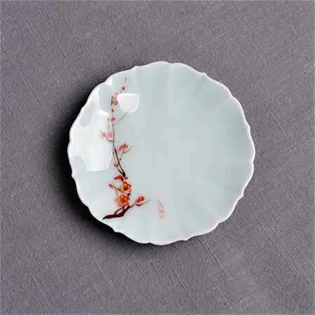 純手繪花鳥影青釉瓷茶托 景德鎮陶瓷器 茶杯托茶道手工茶具杯墊子 8