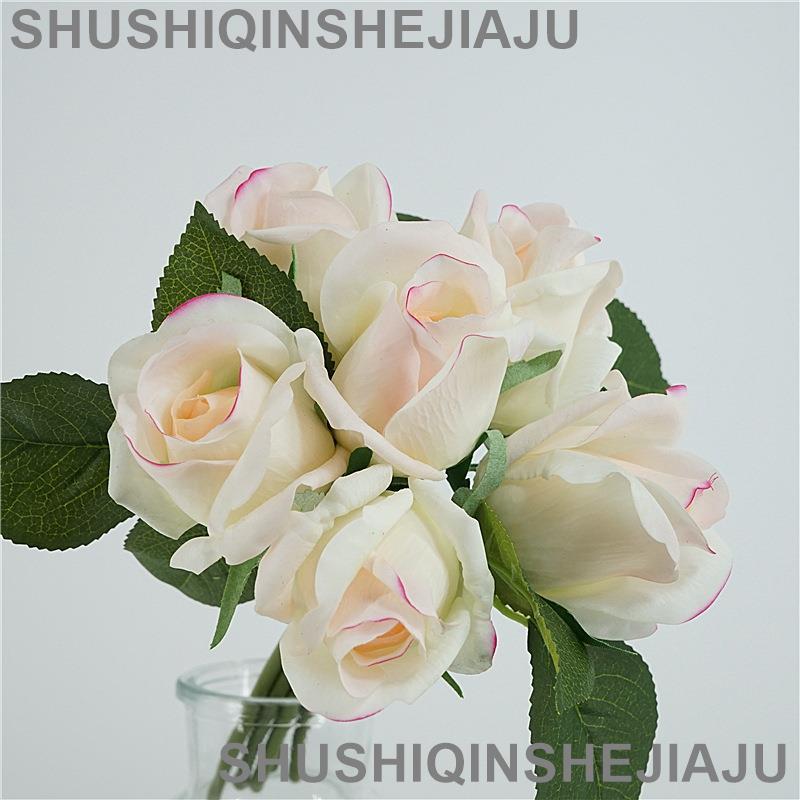 滿280元出貨 仿真花 假花 可開發票 高品質仿真花手感保濕玫瑰依雲玫新娘手捧花束擺件餐桌花攝影道具