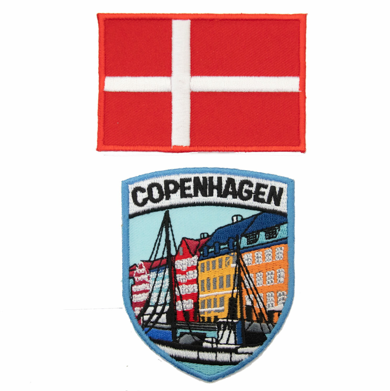地標補丁刺繡國旗徽章三件組哥本哈根地標＋丹麥國旗刺繡+ 徽章金屬別針刺繡燙布貼衣服補丁DIY修補洞裝飾貼背膠| ALL SPLENDID直營店|