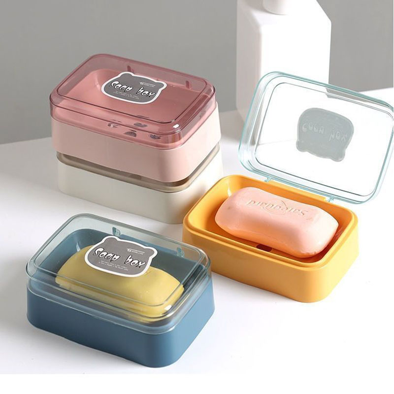 創意翻蓋肥皂盒簡約透明塑料瀝水盒家用宿舍皂盒衛生間陽臺香皂盒