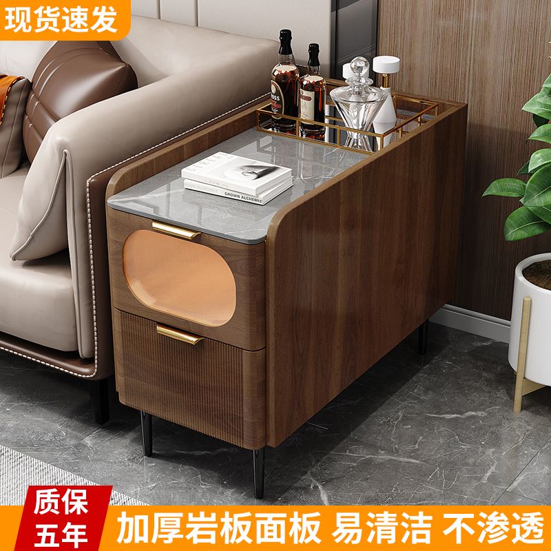 【良品舎】茶水櫃 臺灣公司 沙發邊幾櫃輕奢網紅小茶幾側邊櫃夾縫巖板高檔客廳沙發旁邊角幾窄L72LL