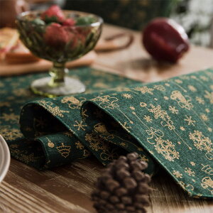 桌旗 茶桌布 美式桌墊餐布圣誕棉麻餐桌布加厚歐式台布桌布桌旗餐墊餐具墊裝飾『cyd13218』