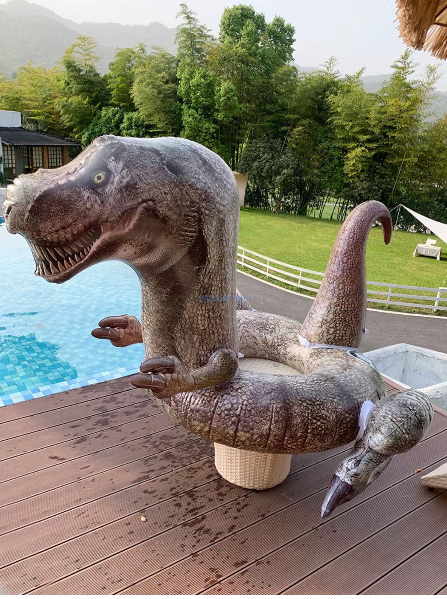 3D逼真大恐龍游泳圈 水上霸王龍坐椅