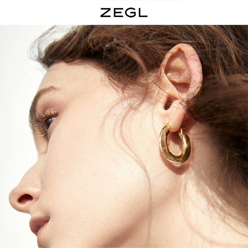 ZEGL復古金屬耳環女2021年新款潮ins簡約耳釘高級感冷淡風耳飾品