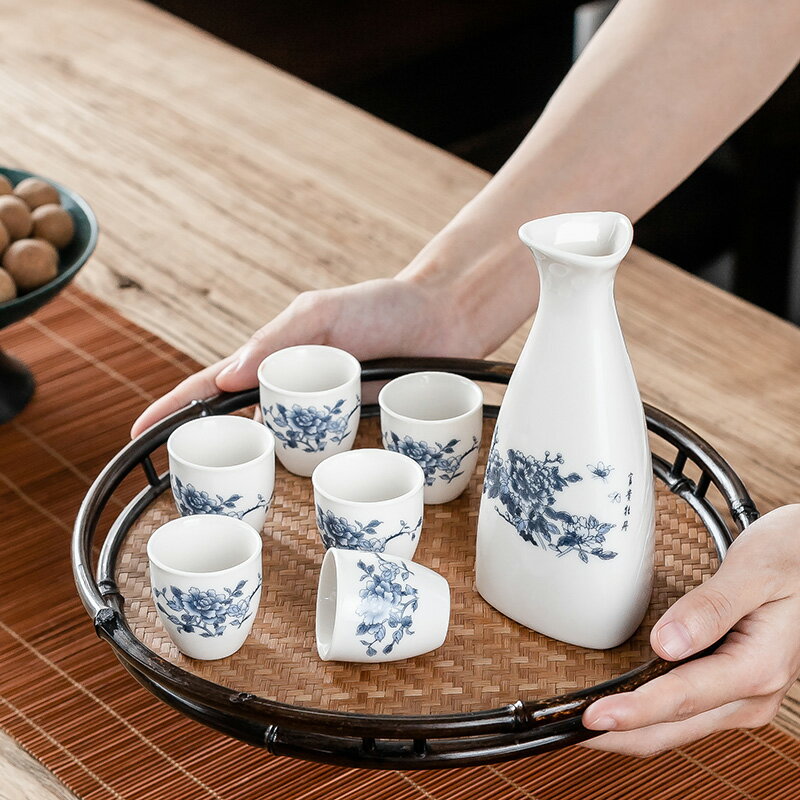 瀾揚陶瓷酒杯套裝家用白酒杯小酒壺仿古分酒器醒酒具烈酒清酒蠱