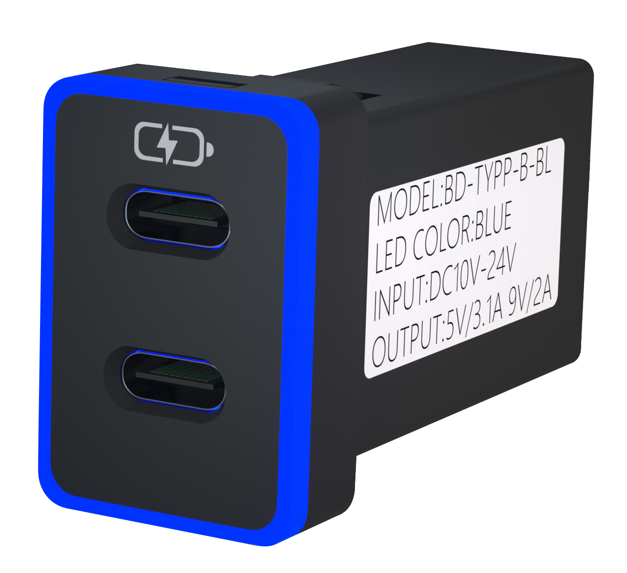 TOYOTA豐田變色燈車充 中型雙Type-C車充 免挖孔3.0快充「附翹棒」 0