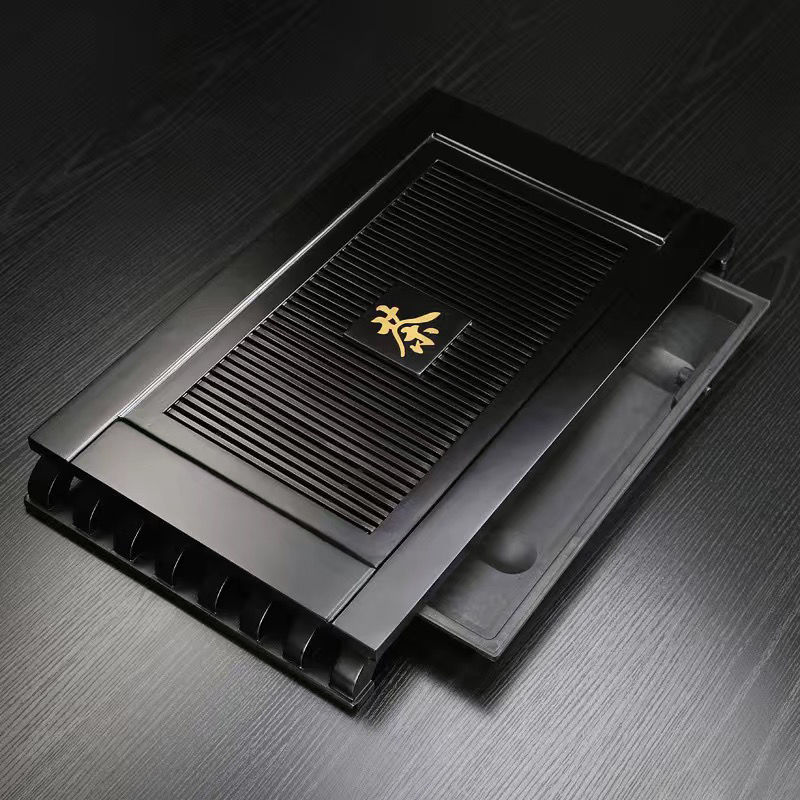 免運 開立發票 茶盤 茶具 簡約復古實木辦公家用抽屜抽拉式不銹鋼排水儲水兩用茶盤託盤茶海特惠/工廠現貨 特價出 M1123