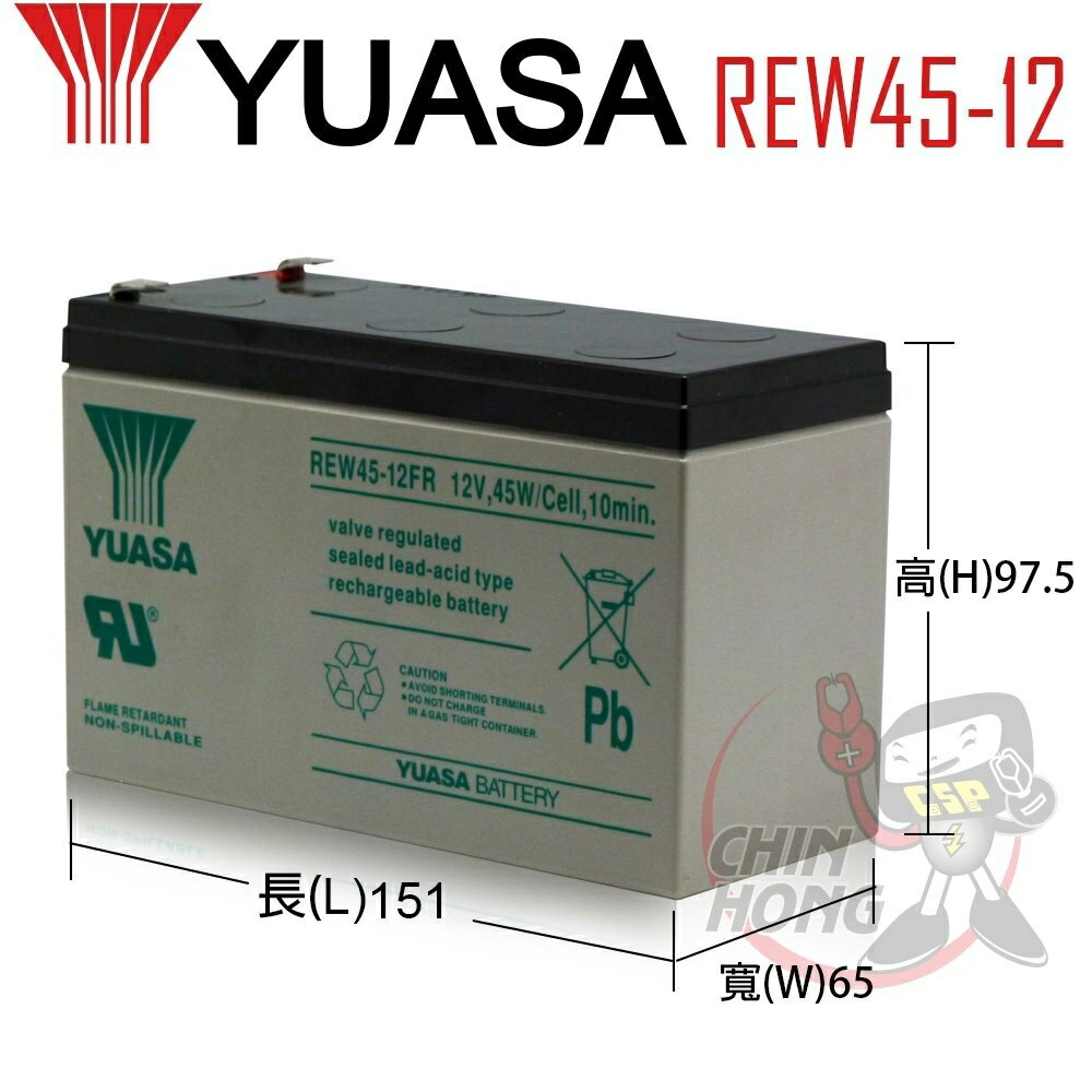 【CSP】UPS 電腦預備電源 電池 YUASA湯淺REW45-12精密機械.UPS不斷電.UPS.不斷電.循環充電.浮動充電