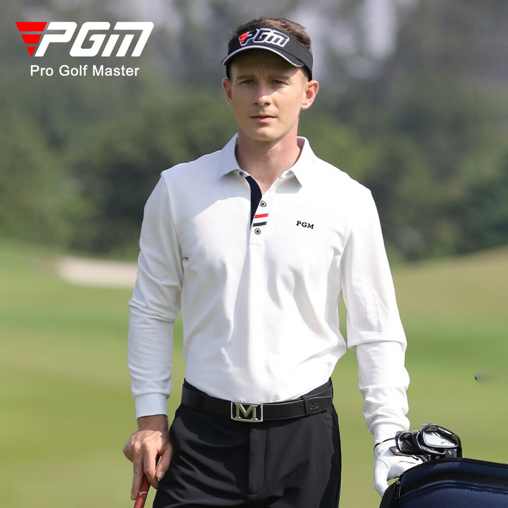 【元素運動】PGM高爾夫球衣服男長袖t恤秋冬季golf保暖上衣服裝男裝翻領Polo衫