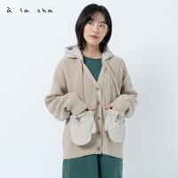a la sha 異材質拼接可拆式連帽針織外套 a la sha 異材質拼接可拆式連帽針織外套