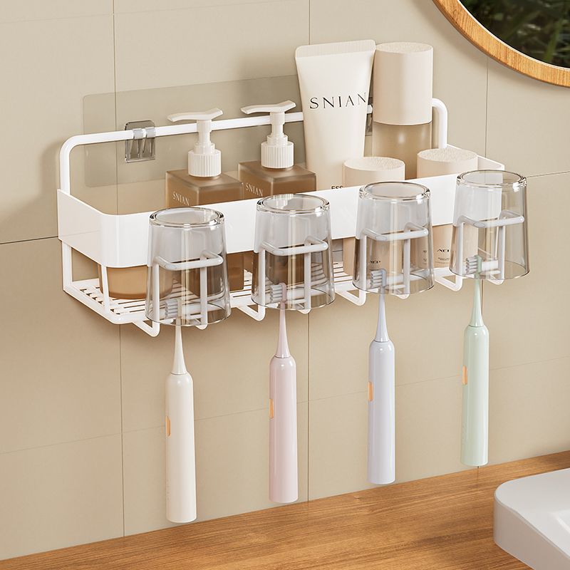 可開發票 北歐風浴室牙刷牙杯架置物架免打孔壁掛式衛生間多功能收納洗漱杯