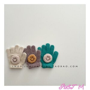 兒童手套冬季新款兒童手套ins韓國針織可愛小笑臉1-3歲保暖寶寶五指手套冬 【年終特惠】