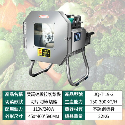 【台灣現貨】110V全自動切菜機【可調速+自動進料】切絲機 切段機 切肉機 切蔥機 切丁機 切碎機 切片機 快速切 | 摩可美家直營店 ...