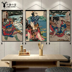 日式和風武士掛畫榻榻米掛毯沙發背景墻裝飾畫居酒屋浮世繪掛布