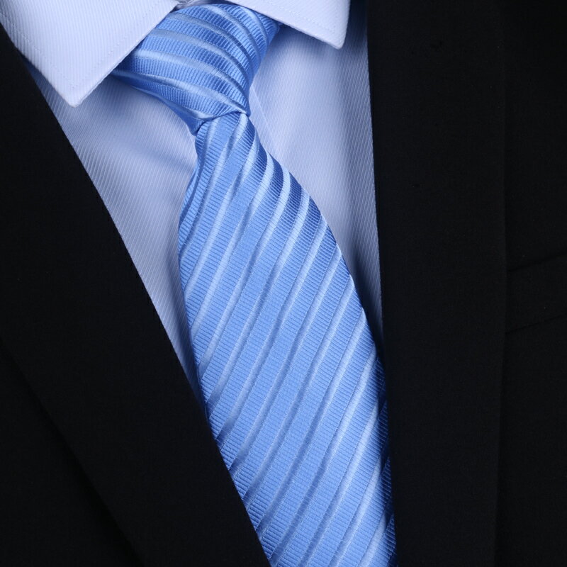 蠶絲領帶男真絲正裝商務上班工作韓版藍色條紋職業新郎英倫結婚