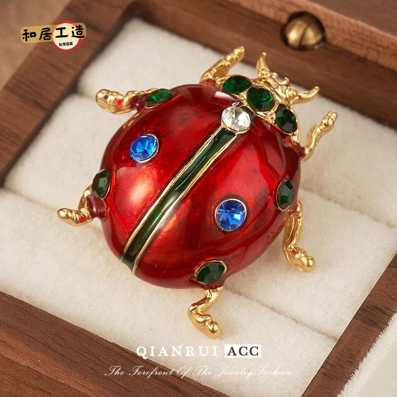 中古胸針瓢蟲女復古vintage個性胸飾輕奢甲殼蟲 高階小眾設計衣飾[DD0508003]