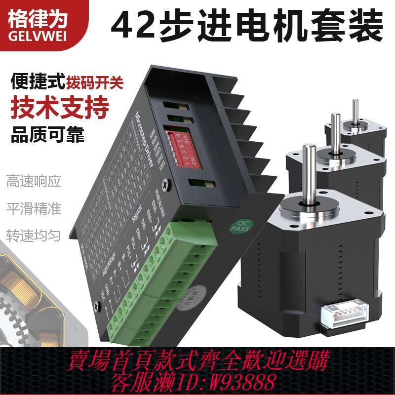 {公司貨 最低價}42步進電機套裝配TB6600/DM542驅動器高轉速大力矩0.4/0.55Nm馬達