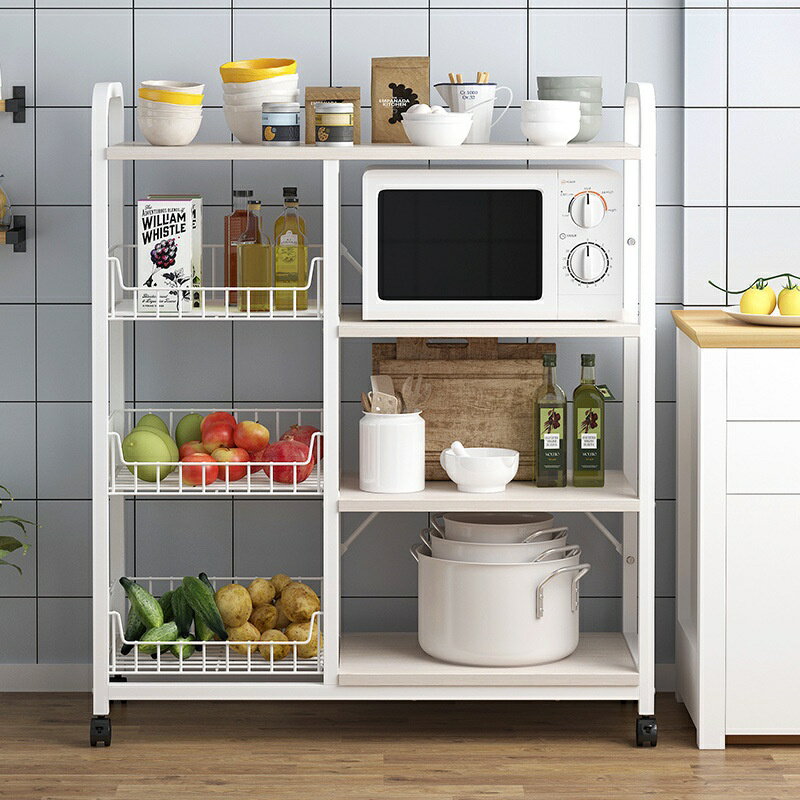 廚房微波爐置物架可移動多層墻角收納架家用多功能菜架靠牆碗架子