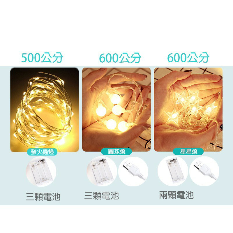 北歐風燈串【L002、3、4】台灣出貨 LED燈串 裝飾銅線燈 螢火蟲燈 圓球燈 星星燈 相片燈 情人節告白求婚道具 8