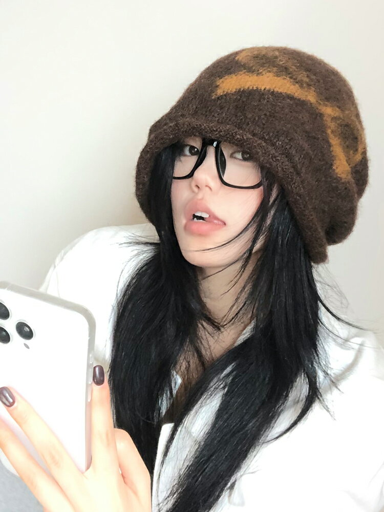 OuiPack 韓系復古蝴蝶結堆堆針織冷帽女秋冬保暖防寒護耳包頭帽子