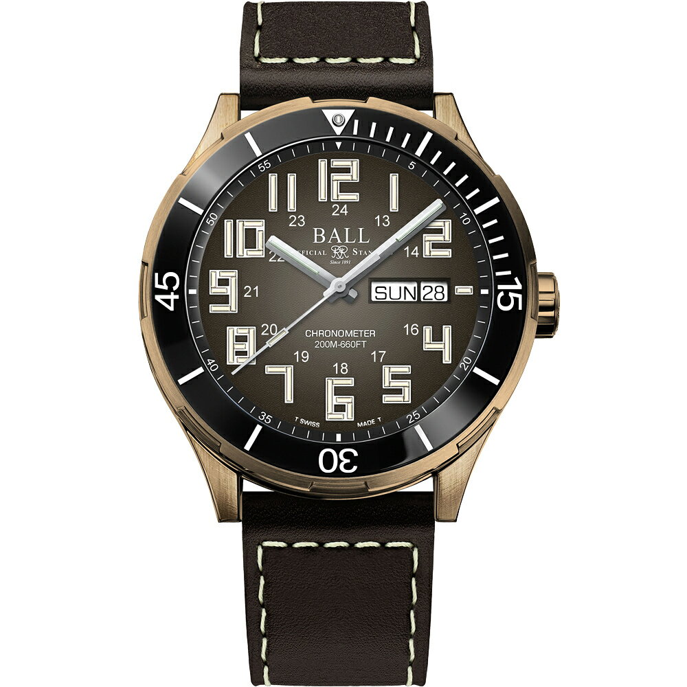 BALL 波爾錶 Roadmaster StarLight 青銅錶(DM3070B-LC-BR)-42mm-棕面皮革【刷卡回饋 分期0利率】【APP下單4%點數回饋】