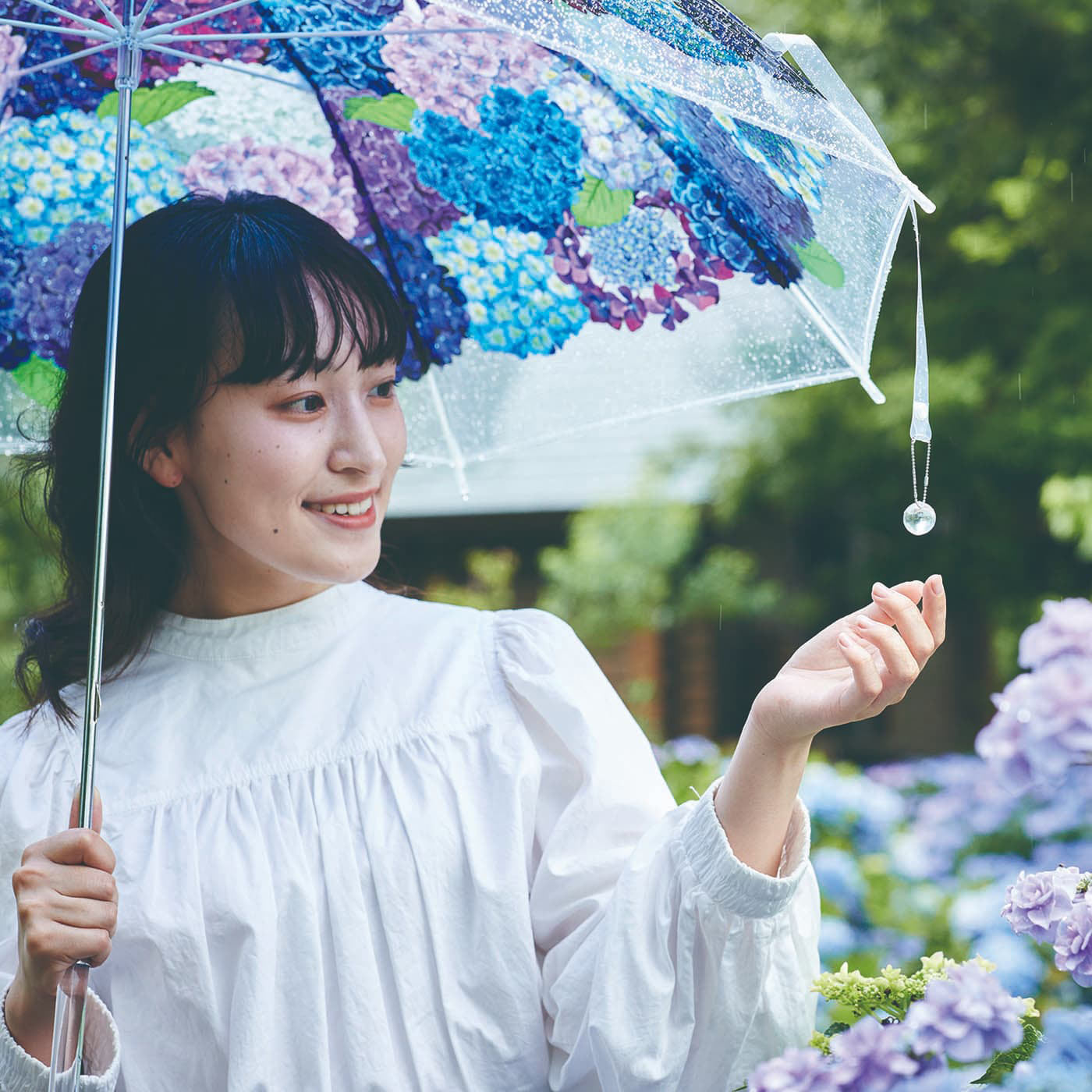 2023年春夏新款~FELISSIMO紫陽花透明長傘~日本進口彩繪透明長雨傘 6