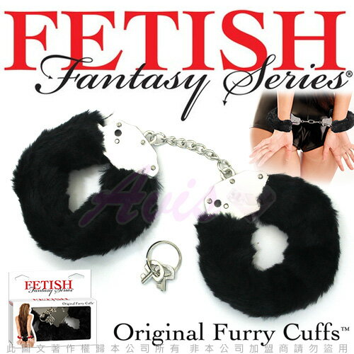 美國FETISH-Original Furry Cuffs-SM彩色絨毛金屬手銬-黑【情趣職人】