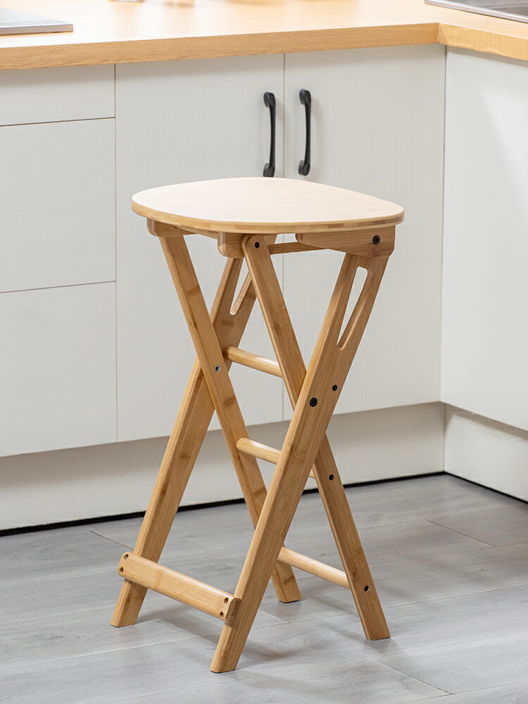 實木折疊高腳椅 家用多功能廚房凳高腳凳折疊凳吧臺凳省空間便攜現代簡約