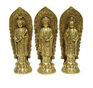 極上珍品 銅製 西方三聖 大日如來 観音菩薩 綠度母 古仏像