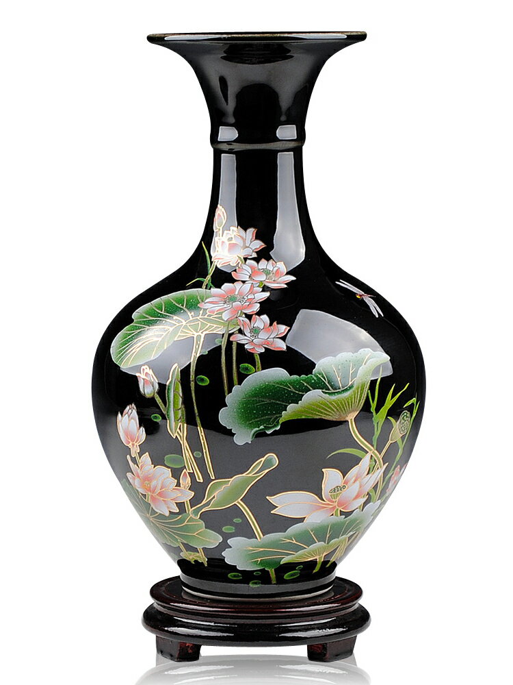 景德鎮陶瓷器小花瓶擺件客廳插花中式家居電視櫃裝飾品工藝品瓷瓶