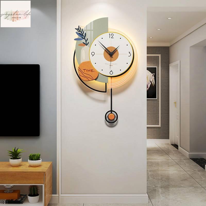 20英寸 鐘錶 圓形 掛鐘 發光 客廳簡約現代裝飾表 可調整燈光 靜音 掛鐘 掛牆家用時尚 壁掛時鐘燈