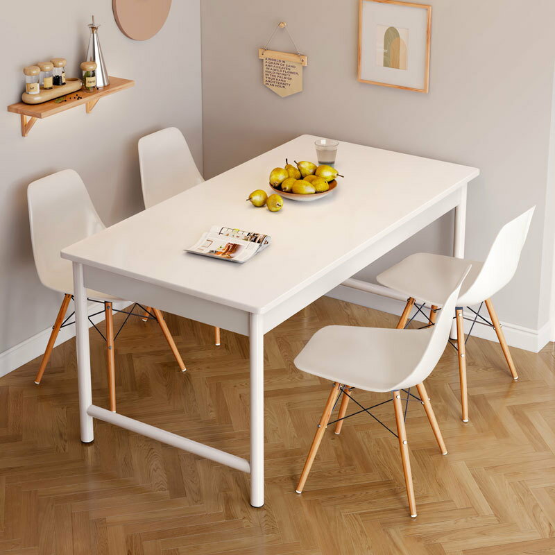APP下單享點數9% 北歐網紅白色簡易餐桌家用小戶型出租房吃飯客廳經濟型桌子椅組合