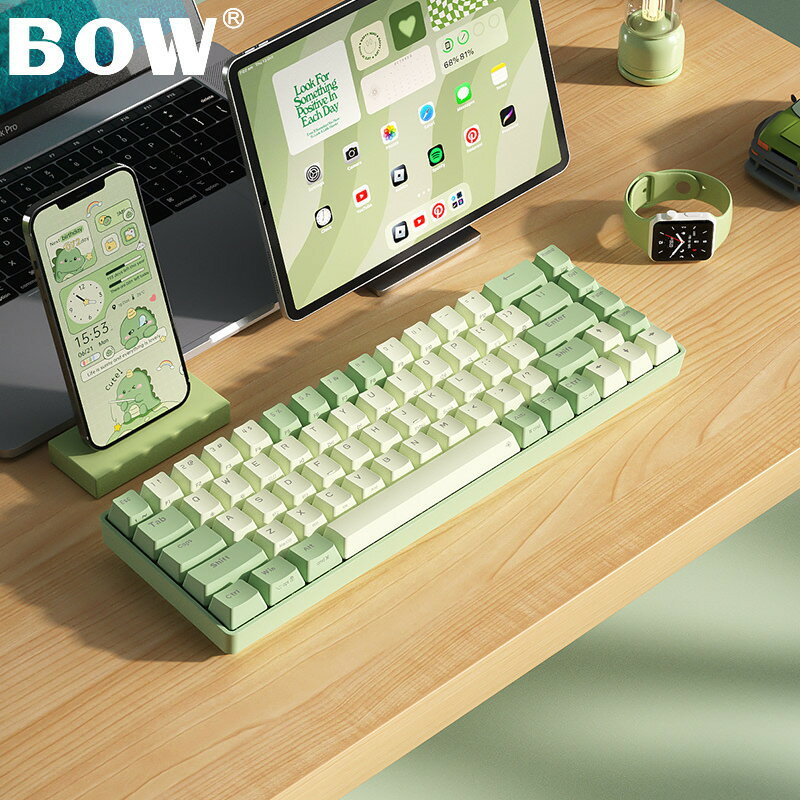 BOW無線雙模遊戲機械鍵盤膝上型電腦辦公女生keyboard靜音機械軸