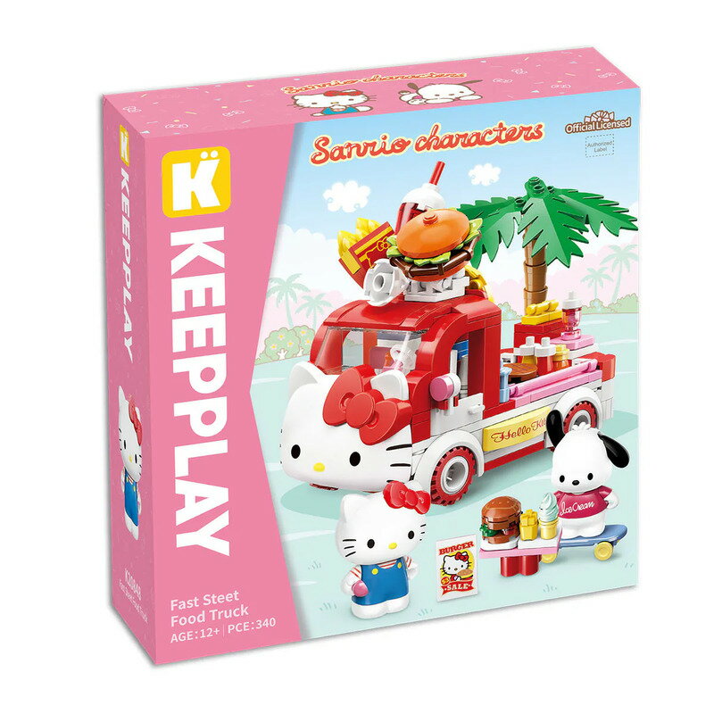 《Qman 啟蒙積木 》keepplay 三麗鷗 餐車系列 Hello Kitty漢堡餐車 東喬精品百貨