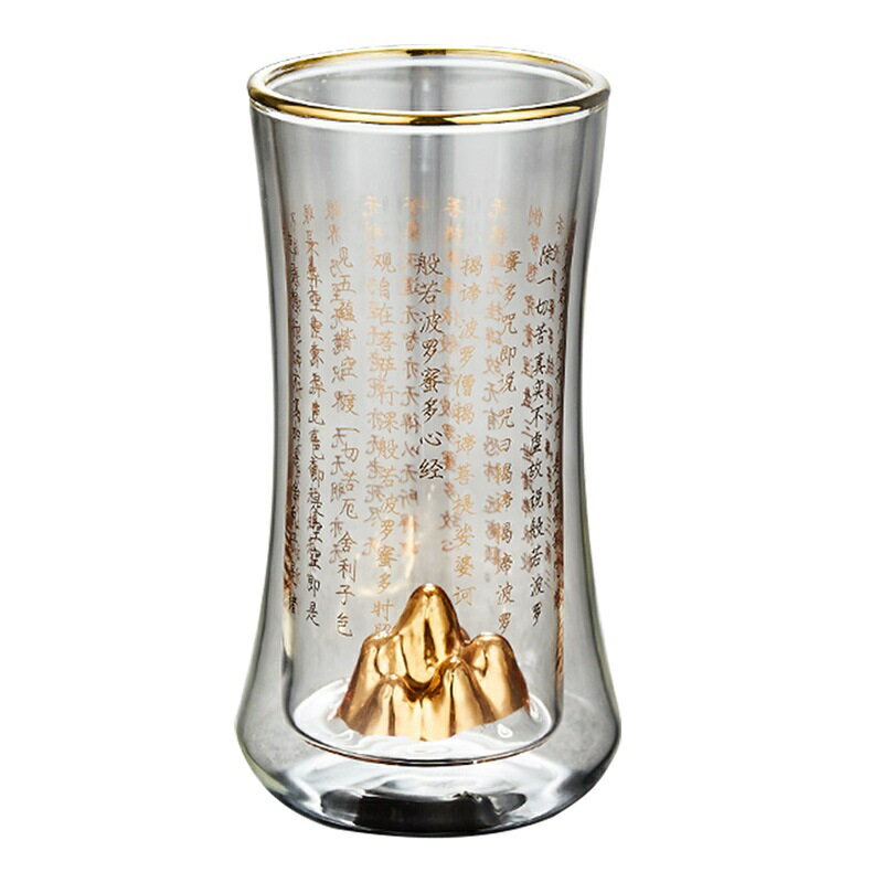 現貨+預購 玻璃杯茶杯-描金心經金山耐熱水杯74aj42【獨家進口】【米蘭精品】