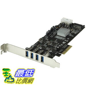 [106美國直購] 4 Port PCI Express (PCIe) SuperSpeed USB 3.0 Card Adapter w 4 Dedicated 5Gbps Channels PEXUSB3S44V