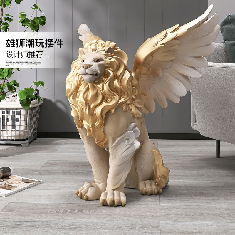 現貨速發！免運 擺件 裝飾品 禮品 禮物 交換禮物 掛件 韻燦輕奢高檔大型獅子客廳落地擺件辦公室展廳裝飾品開業喬遷禮物 特價出 八折下殺 可開發票