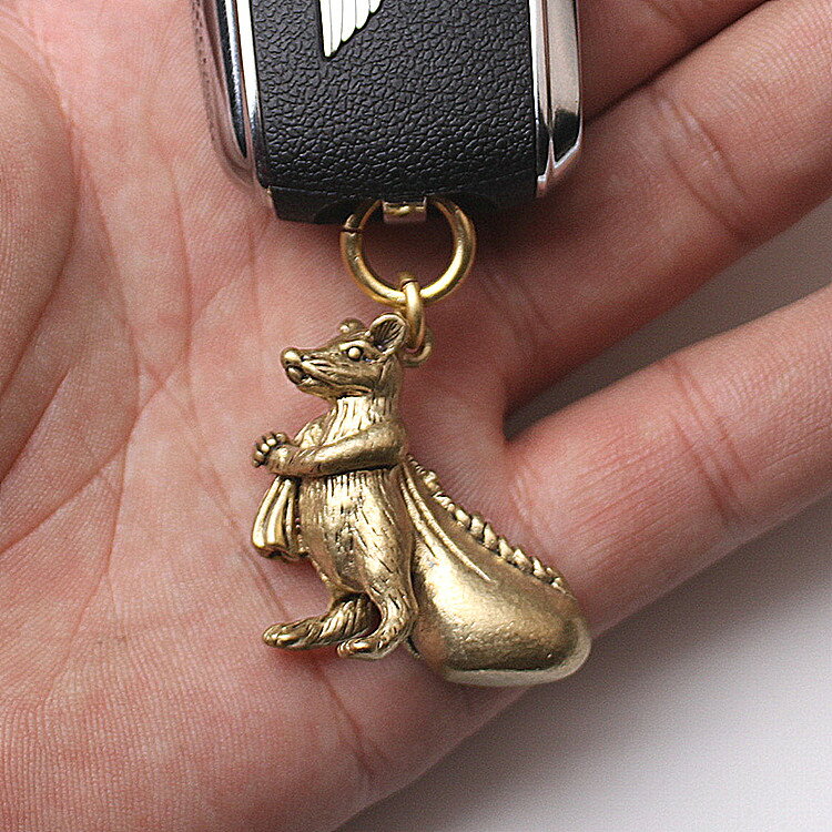 中國風銅飾黃銅實心鑰匙扣掛件吊墜小飾品禮品生肖禮品復古1入