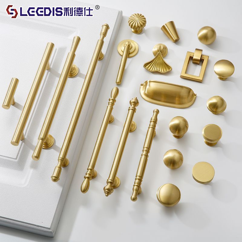 公司貨免運 開發票 門把手 黃銅柜門拉手中式金色實心現代簡約輕奢高檔櫥柜抽屜衣柜單孔把手
