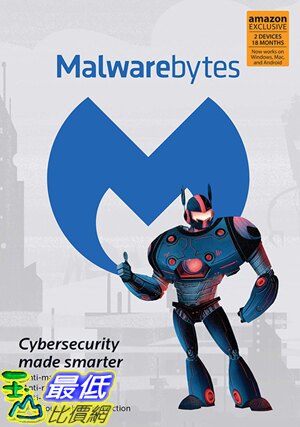 [9美國直購] Malwarebytes 4.0 Latest Version | Amazon Exclusive | 18 Months, 2 Devices (PC, Mac, Android)