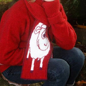 兒童圍巾可愛羊【紅色】紐西蘭貂毛羊毛圍巾