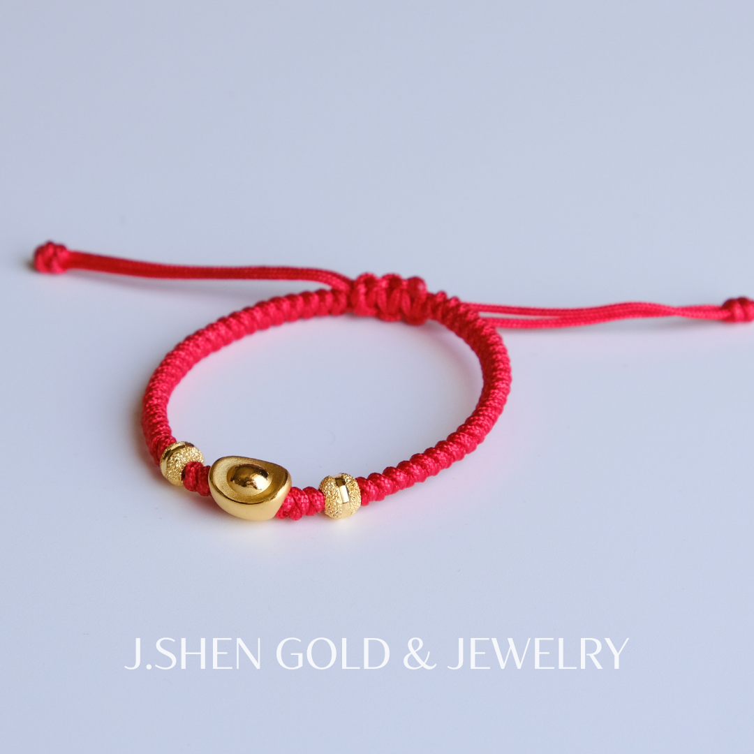 金元寶幼兒手鍊 黃金元寶幼兒手鍊 黃金金元寶手鍊 黃金彌月禮 黃金棉繩手鍊 兒童手鍊 滿月禮 周歲禮物 新生兒禮品 彌月禮 小朋友手鍊 中國結手鍊 禮物 3