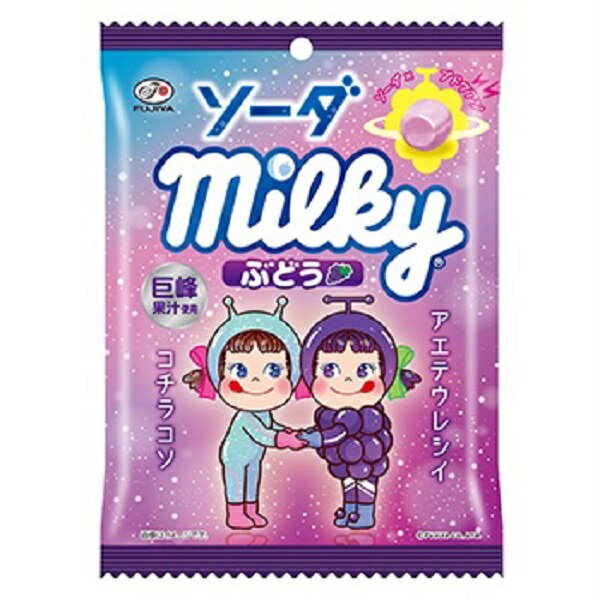 【江戶物語】不二家 FUJIYA PEKO 巨峰葡萄汽水風味牛奶糖 68g 硬糖 Milky 蘇打糖 日本原裝